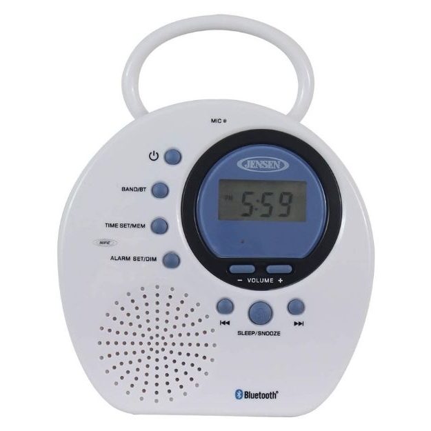 Jensen - JWM-160 Water-Resistant Digital AM_FM Bluetooth Shower Clock Radio